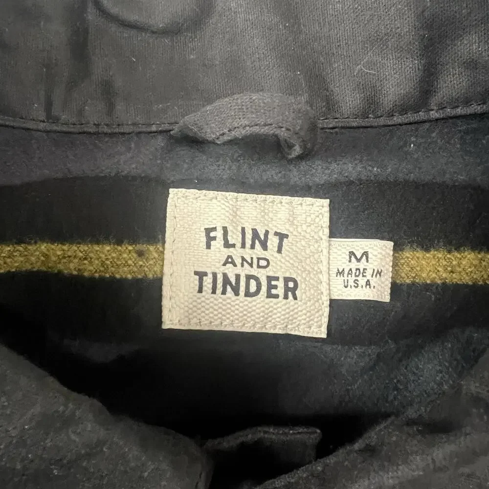 Flint and Tinder Jacket Mens Medium Gray Waxed Trucker Flannel Lined Huckberry